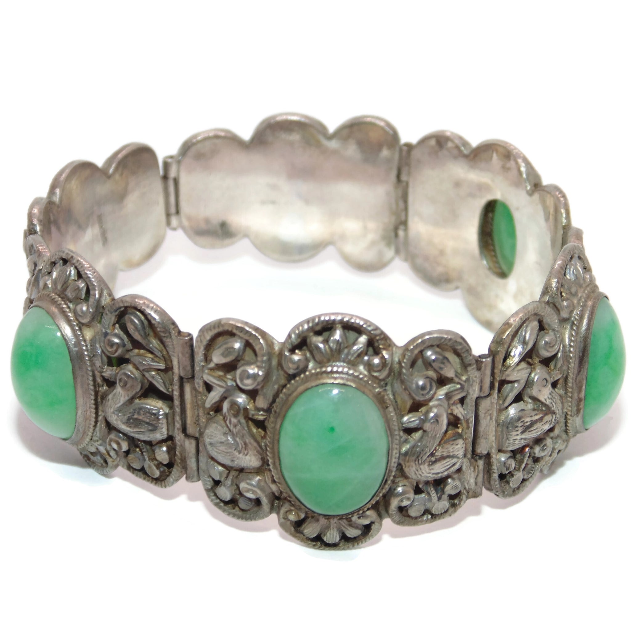 Natural Grade AAA Icy green Jade jadeite artistic carving bracelet bangle  60mm | eBay